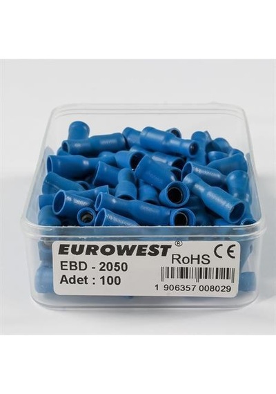Eurowest 1,50-2,50mm Dişi Terminaller İzoleli Kablo Ucu 1 Kutu 100 Adet