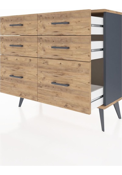 Arges Şifonyer 6 Çekmeceli 88x30x80 Antrasit-çam Çam Arges Şifonyer 6 Çekmeceli 88x30x80 Antrasit-çam Çam