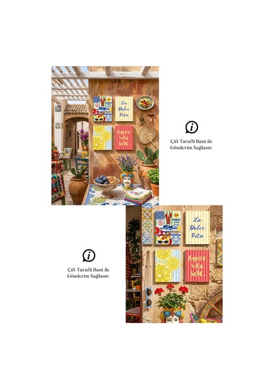 La Dolce Vita Tablo Seti 4lü Set Sicilya Temalı 15x20 Cm Mdf