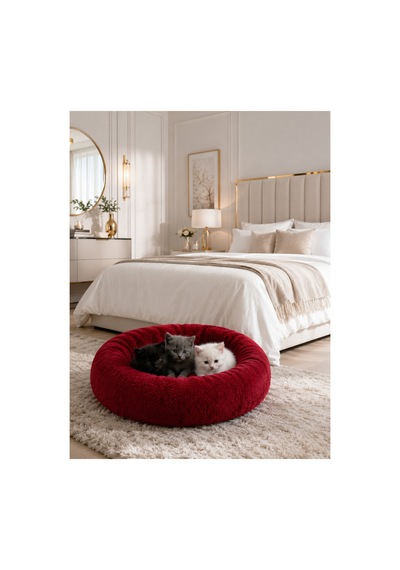 Peluş Ponçik Wellsoft Rahat Yumuşak Kaydırmaz Taban %100 Boncuk Elyaf Kedi Ve Köpek Yatağı Ve Minderi Kırmızı 1607675364