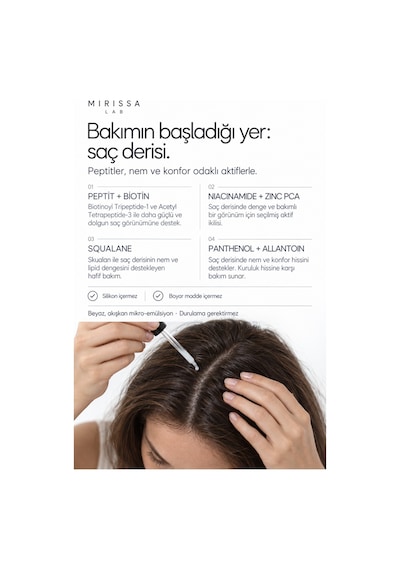 Mirissa Lab Saç Dökülmesi Karşıtı Çoklu Peptit Biotin Kompleksi Hassas Saç Derisi Serumu 50 Ml