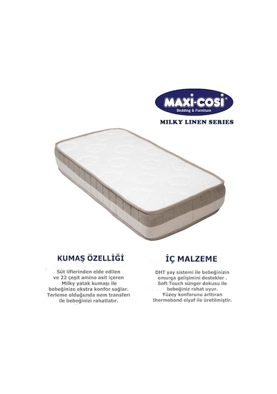 Uzunbebe 90X200 Maxi Cosi Milky Ortopedik Yaylı Yatak - 90X200 Yatak