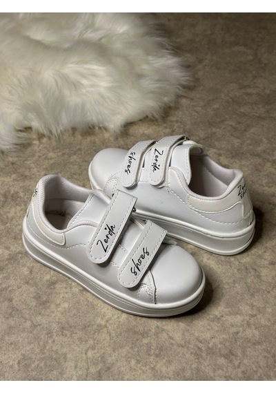 Günlük Unisex Çocuk Sneaker Cırtlı Dikiş Detaylı Kalın Tabanlı Rahat Hafif Spor Ayakkabı 525pf Beyaz - Beyaz