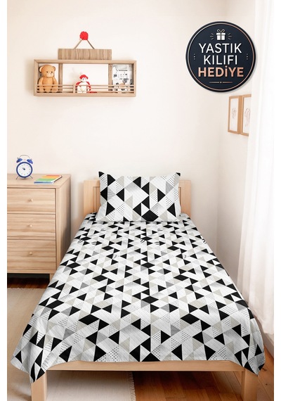 Siyah Beyaz Geometrik Genç Odası Tek Kişilik Pike Takımı-modern Gri 160x220 Cm Kapitone Yatak Örtüsü Dokulu Sis Buharı