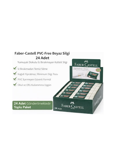 No24 Pvc Free Beyaz Silgi 24 Adet Standlı Kutu İz Bırakmayan Yumuşak Okul Ofis Silgisi