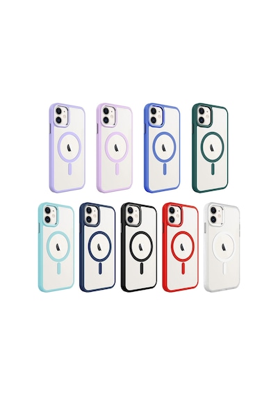 Zeyline Apple Uyumlu iPhone 11 Wireless Şarj Özellikli Zore Krom Magsafe Silikon Kapak-kırmızı