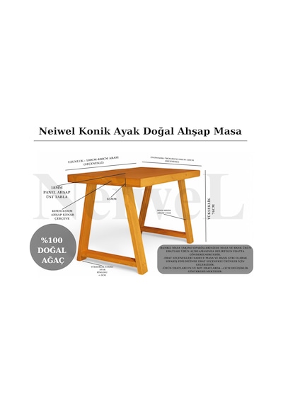 Neiwel Siam Doğal Ahşap Mutfak Ve Yemek Masası-80-260 Açık Ceviz
