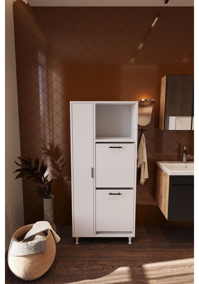 Menekşe 2 Kapaklı Çok Amaçlı Dolap Çamaşır Sepetli Banyo Dolabı Raflı Kirli Çamaşır Dolabı Düzenleyici Beyaz Menekşe 2 Kapaklı Çok Amaçlı Dolap Çamaşır Sepetli Banyo Dolabı Raflı Kirli Çamaşır Dolabı Düzenleyici Beyaz