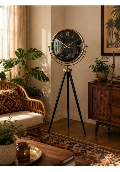 Eskitme Antique Aynalı Tripod 150 X 45 Cm Ayaklı Saat Diğer