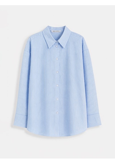 Lcw Modest Mavi Çizgili Oxford Kadın Gömlek