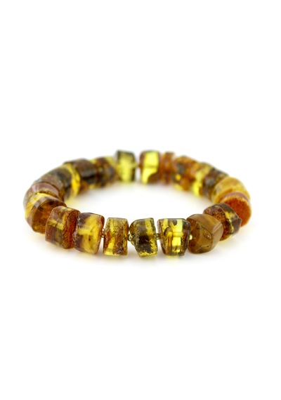 Kehribar Bileklik Amorf Tasarım Ambergold Blk23-140 Çok Renkli