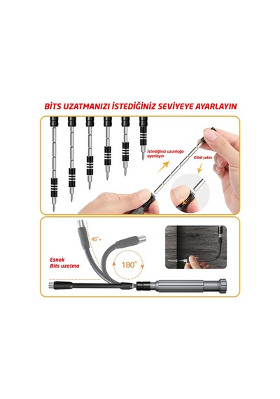 Uf-Tools KS-840150 Hassas 150 Parça Bits Uçlu Tornavida Seti