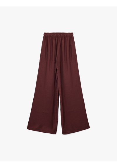 Koton Modal Cep Detaylı Beli Lastikli Bağcıklı Bol Pantolon Bordo 5sak40187ew Bordo