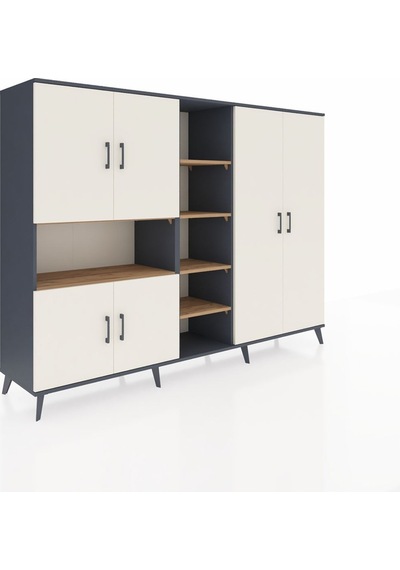 Hyperion Dolap 13 Raflı 6 Kapaklı 220x44x163 Antrasit-aytaşı/çam Antrasit-aytaşı/çam Hyperion Dolap 13 Raflı 6 Kapaklı 220x44x163 Antrasit-aytaşı/çam Antrasit-aytaşı/çam