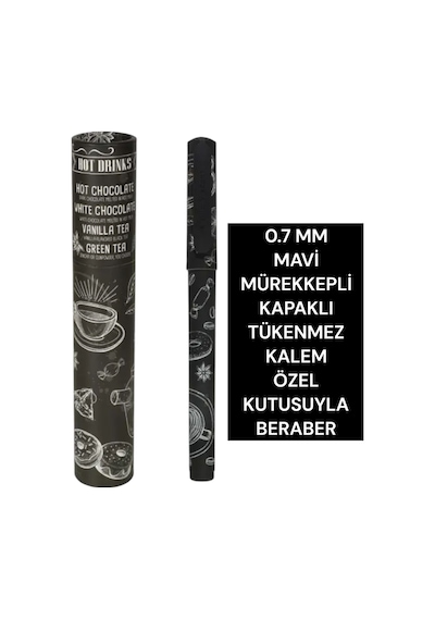 0.7 Mm Mavi Mürekkepli Kapaklı Tükenmez Kalem Özel Kutusuyla Beraber Kahve-1