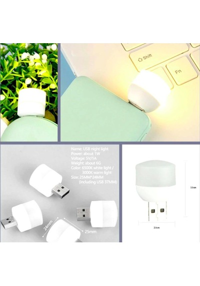 Omeniv Usb Led Günışığı Lamba Kamp Outdoor Laptop Powerbank Beyaz