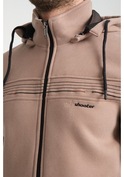 Shooter Sportswear Shooter Kışlık Erkek Eşofman Takımı İçi Şardonlu Kapüşonlu Regular Kalıp Vizon
