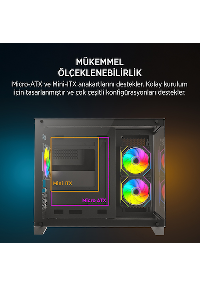 James Donkey Stark S700 3xargb Temperli Cam 650w 80+ Bronze Matx Siyah Gaming Oyuncu Kasa