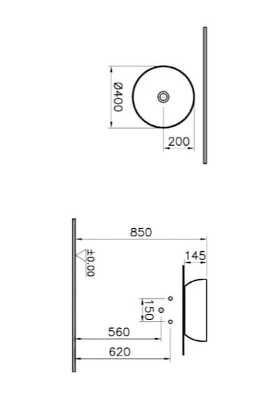 VitrA Outline Lavabo 40 CM Mat Siyah 5992B483-0016