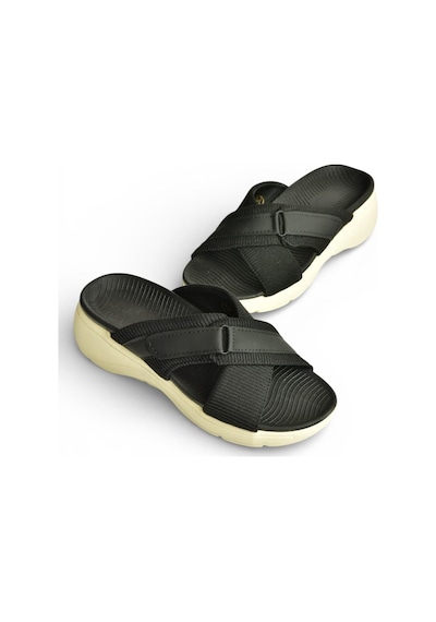 Fox Shoes Y973935004 Siyah Kumaş Kalın Tabanlı Kadın Terlik Siyah