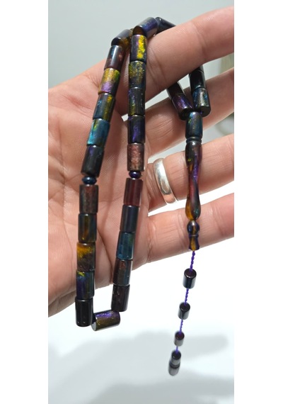 Sistem Püskül Kesme Multicolor Sentetik Opal Tesbih Çok Renkli