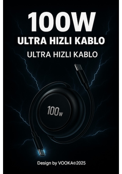100w Type-c Makaralı Hızlı Şarj Kablosu Ultra Güçlü, Dayanıklı Ve Taşınabilir Tasarım