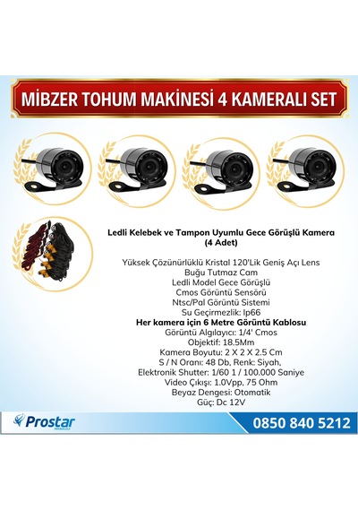 Mibzer Havalı Tohum Makinesi 4 Kameralı 7 inç Monitörlü Araç Set