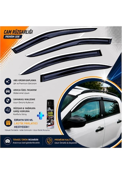 Seat Leon Mügen Cam Rüzgarlığı Abs Krom Nikelajlı Cam Rüzgarlığı 2013-2020 + Ebrayn Lastik Parlatıcı