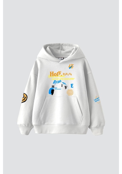 Tarzsokak Holy Powers Beyaz Oversize Unisex Kapüşonlu