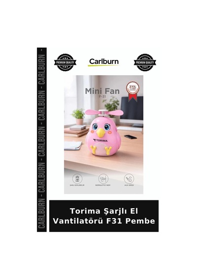 Özel Üretim Torima Şarjlı El Vantilatörü F31 Pembe Aksesuar Modern Tasarım