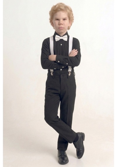 Mnk Baby & Kids Renkli Gömlekli Erkek Çocuk Takım M00788 Siyah - Siyah