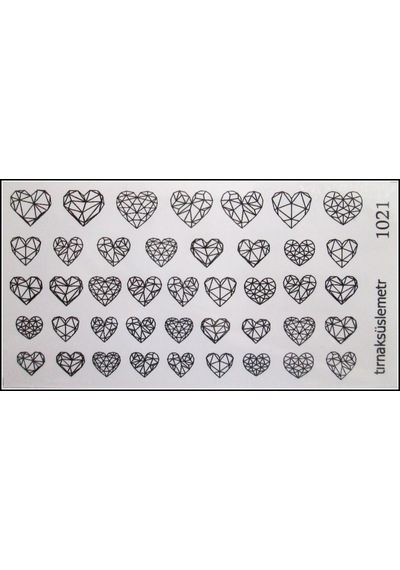 Geometri Kalpler Tırnak Stiker Tırnak Dövme Nail Aer 1021