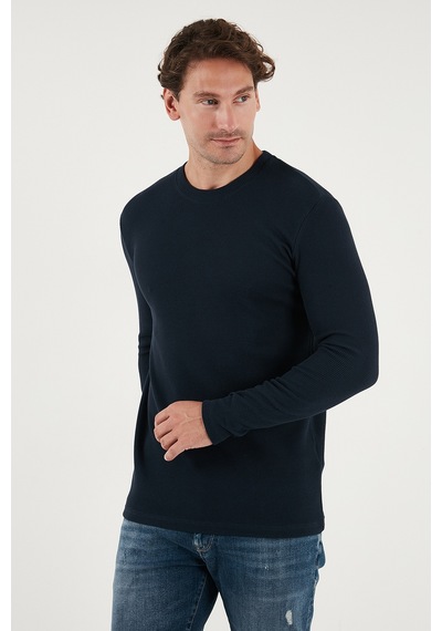 Buratti Pamuklu Bisiklet Yaka Slim Fit Basic Erkek Sweat 5905073 Lacivert
