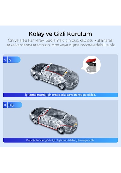 Azdome M550h 3 Kameralı 4k+2k+1k Çift Starvıs 2 Araç Kamerası