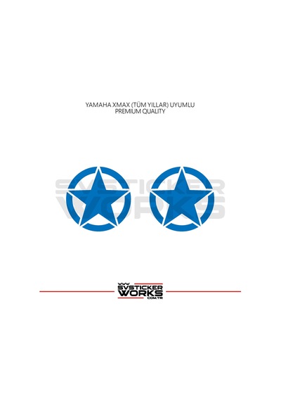 Yamaha Xmax Yıldız Sticker Yan Grenaj Desen İkili Sticker Mavi