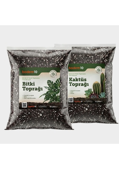 İkili Bitki Bakım Seti 1 Adet 5 Litre Kaktüs Toprağı + 1 Adet 5 Litre Bitki Toprağı Toprak 500 G