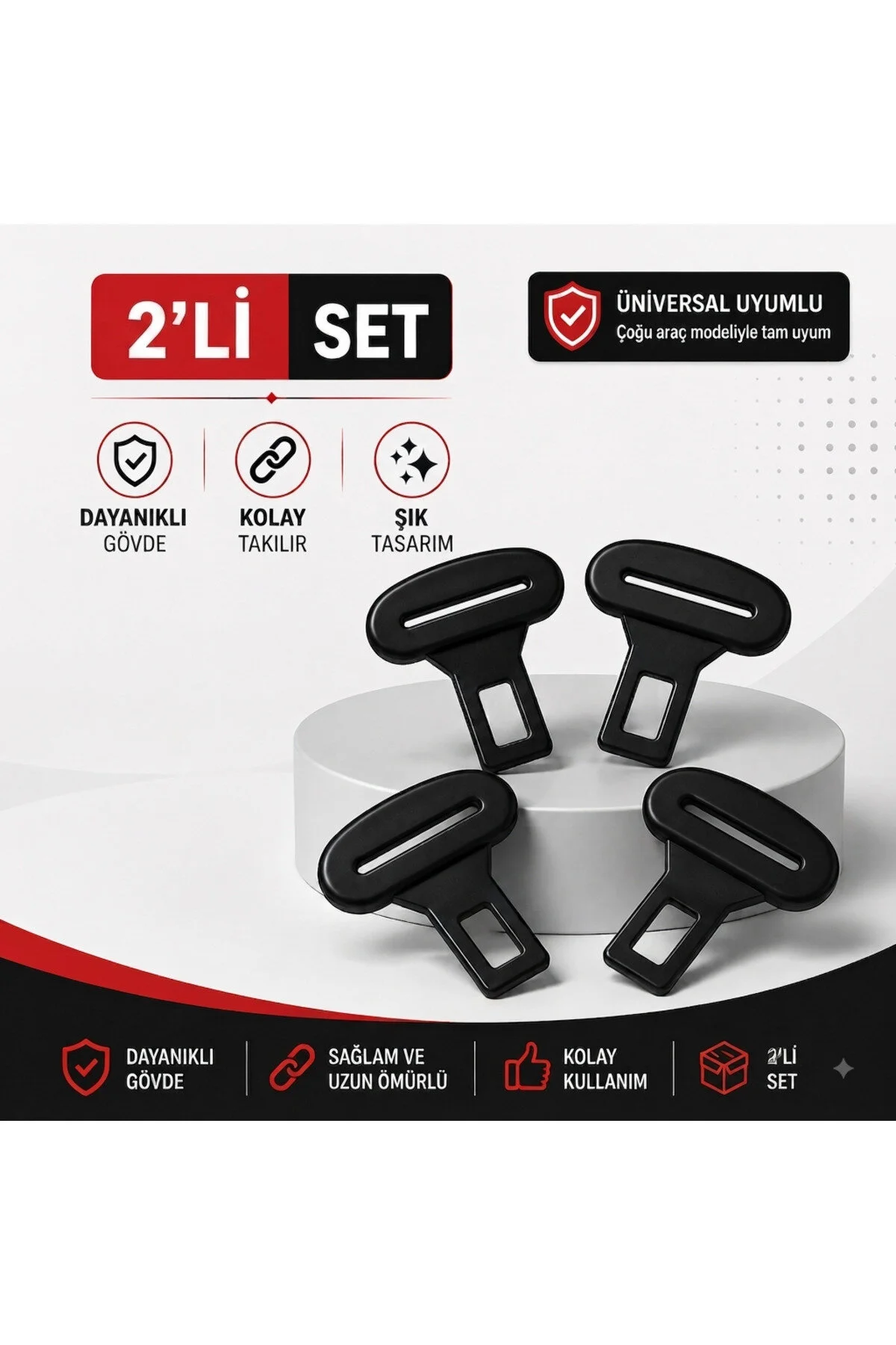 Tüm Araçlara Uyumlu Kemer Tokası 2 Li Set