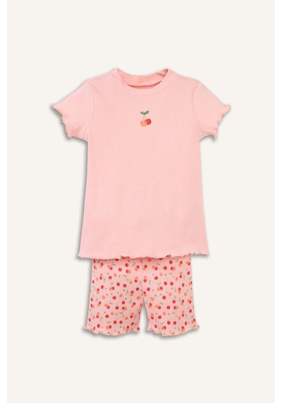 Defacto Desenli Fitilli Kaşkorse 2li Takım Kız Bebek H5483a526smpn621 Pembe-pn621