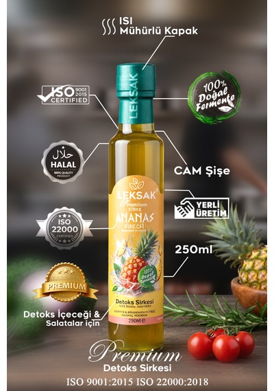 Leksak Ananas Sirkesi 250ml  Sirke Cam Şişede  Doğal Fermente -  Form Sirkesi.