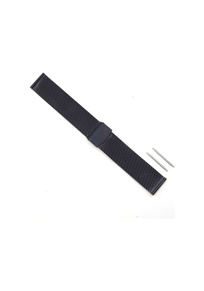 Hasır Kol Saat Kordonu Siyah Kalın Çelik 24 Mm Ø2,45