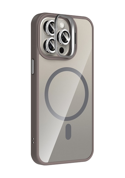 Subutu Apple Uyumlu iPhone 15 Pro Max Kılıf Standlı Ve Kamera Lens li M-safe Şarj Özellikli Sbt Etro Kapak - Pemb Pembe