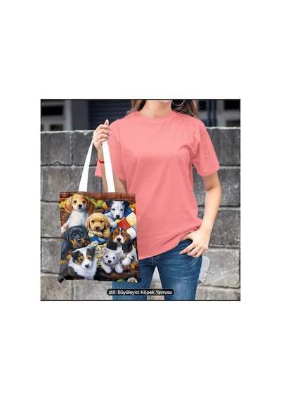 Organıcyou Yıwu 1 Adet Şık Köpek Baskılı Kanvas Tote Çanta, Sabit Omuz Askısı İle, Günlük Charming Pupy Tual Organıcyou Yıwu 1 Adet Şık Köpek Baskılı Kanvas Tote Çanta, Sabit Omuz Askısı İle, Günlük Charming Pupy Tual