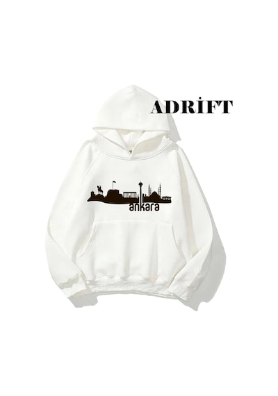 Tarzsokak Unisex Ankara Sweatshirt Hoodie Kapşonlu Beyaz