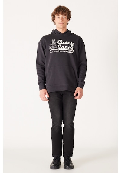 Wrangler Loose Fit Rahat Kesim Pamuk Siyah Erkek Kapüşonlu Sweatshirt W6H6I3XV6 Siyah