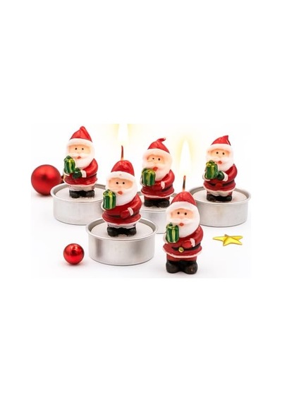 Yılbaşı Temalı Noel Baba Figürlü Mum Seti 4 Lü Yılbaşı Mumu, Yılbaşı Hediyesi, Yılbaşı Sofra Süsleme 10c