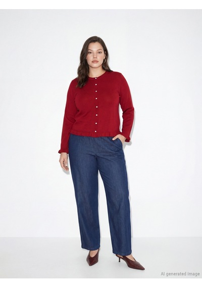 Lcw Grace İndigo Beli Lastikli Straight Fit Kadın Jean Pantolon