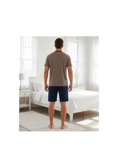 Pijamask Erkek Vizon Düğmeli Yaka Pamuklu Şortlu Pijama Takımı Lacivert Alt Rahat Ev Giyim Kahverengi Pijamask Erkek Vizon Düğmeli Yaka Pamuklu Şortlu Pijama Takımı Lacivert Alt Rahat Ev Giyim Kahverengi