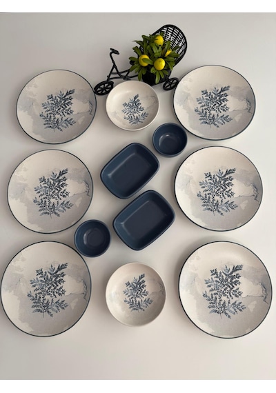 Takım Kahvaltı Blue Magıc 12 Parça 6 Kişilik Mat Beyaz