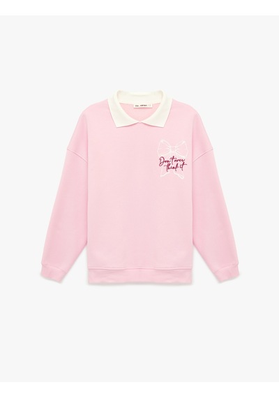 Koton Rahat Kalıp Uzun Kollu Nakış Detaylı Fiyonklu Polo Yaka Sweatshirt Pembe 6sal10427ık Gülkurusu Koton Rahat Kalıp Uzun Kollu Nakış Detaylı Fiyonklu Polo Yaka Sweatshirt Pembe 6sal10427ık Gülkurusu