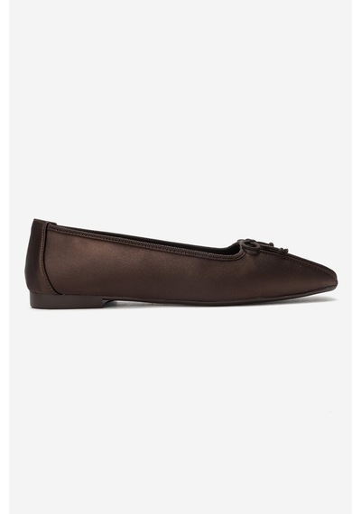 Luvi Shoes Alıa Kahverengi Saten Fiyonklu Kadın Babet Ayakkabı